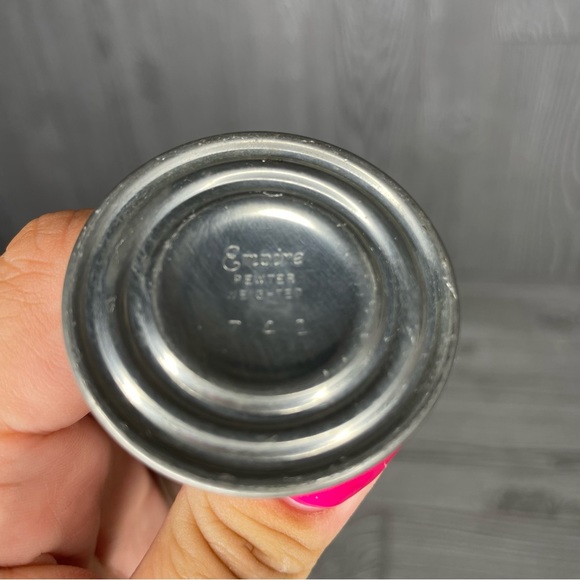 Vintage Empire & web weighted pewter salt & pepper shaker w glass interior decor - Picture 5 of 10
